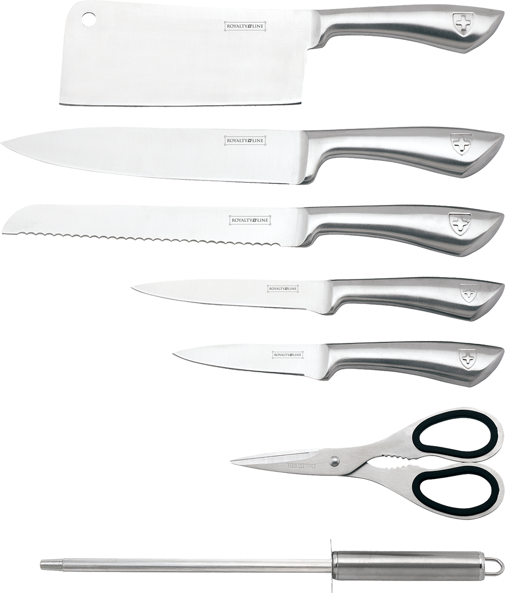 45 off on Royalty Line 7Piece Stainless Steel Knife Set With Rotating