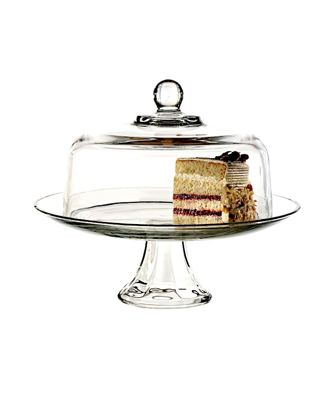 2 Piece Presence Glass Cake Stand with Glass Dome