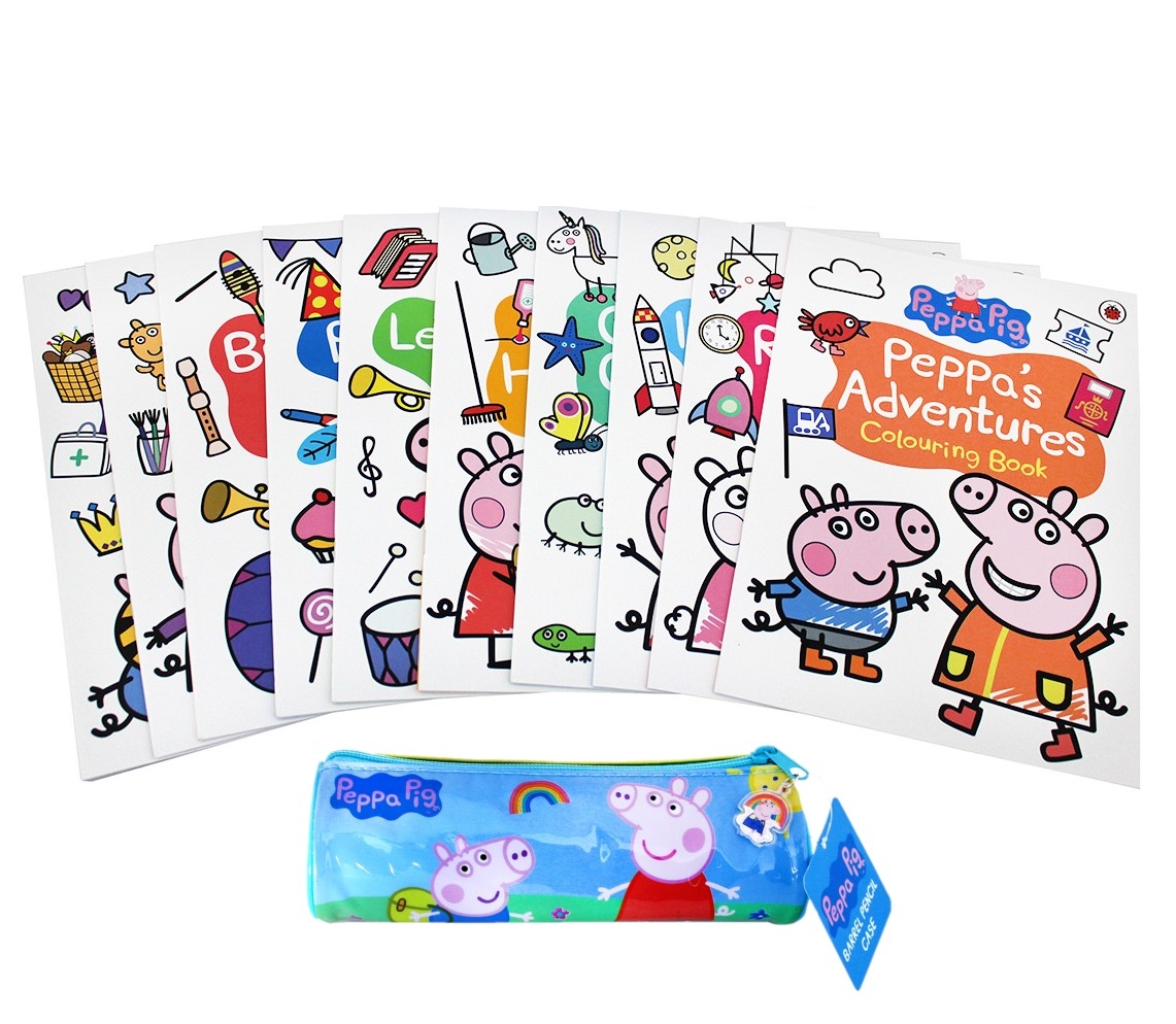 Colouring Book Bundle with Pencil Bag (10 Books)