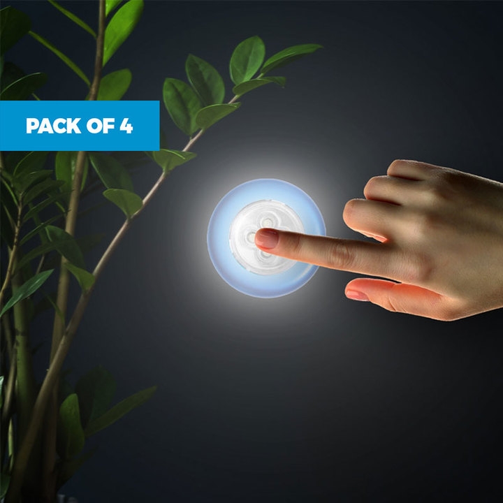 Pack of 4 Battery Powered LED Push Button Lights