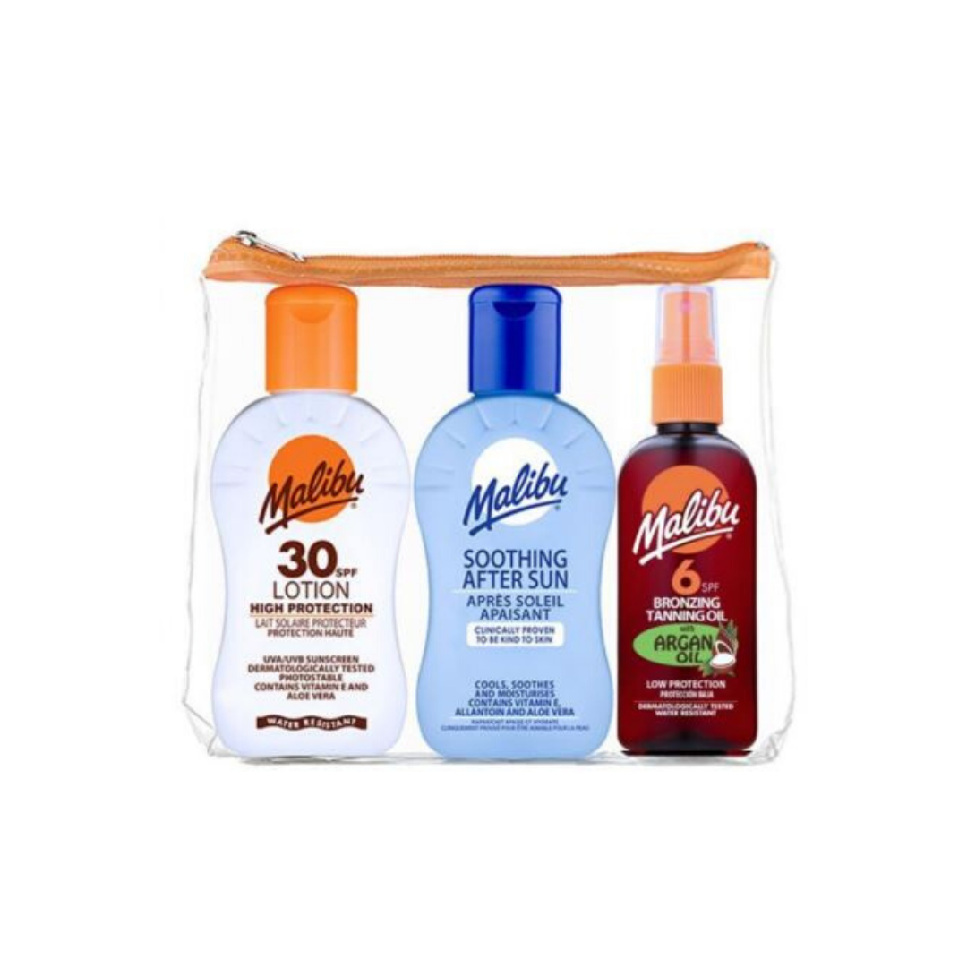 Sun Care Travel Bag with Lotion, After Sun & Tanning Oil