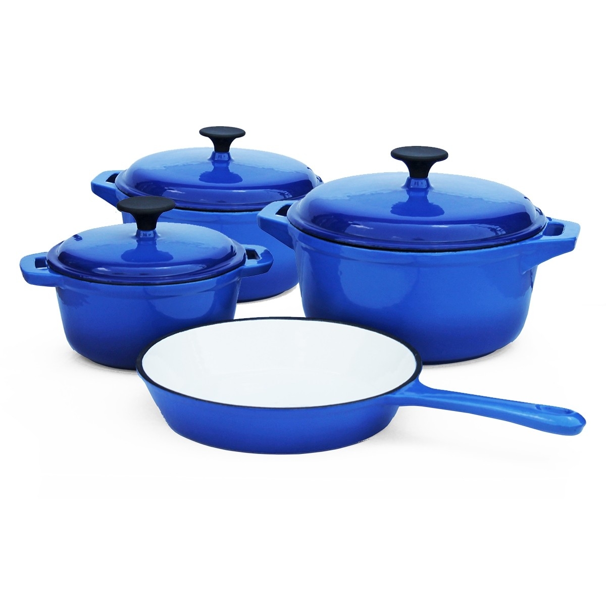 31 off on 7 Piece Double Blue Cast Iron Cookware Pot Set