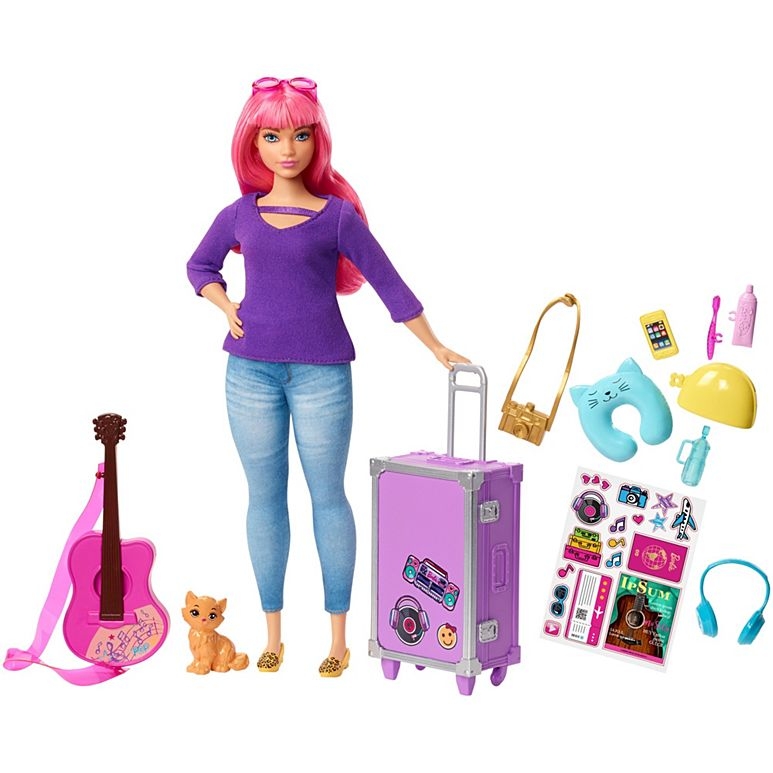 barbie doll and travel set