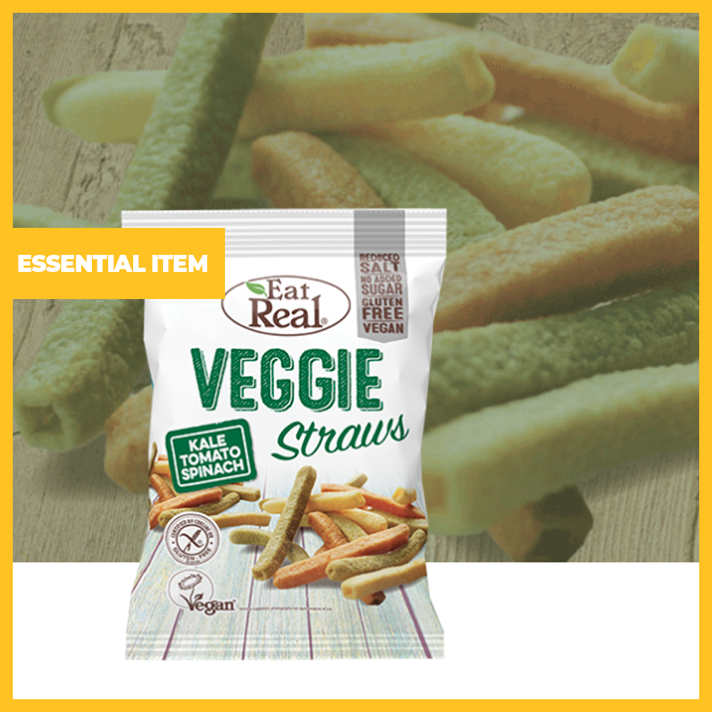 Pack of 12, 45g Glutenfree Veggie Straws (Vegan Friendly) OneDayOnly