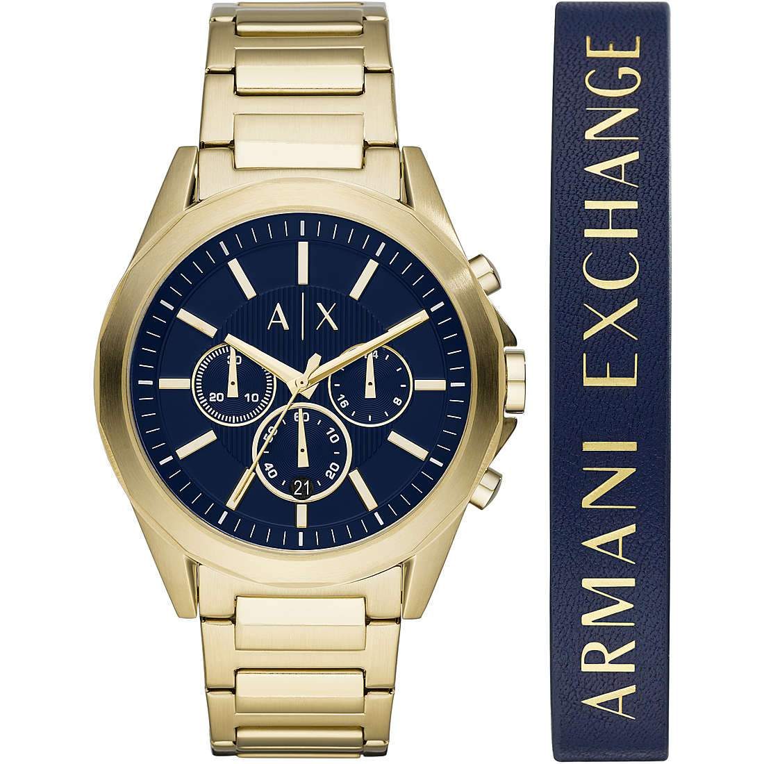 armani exchange blue dial adjustable strap watch