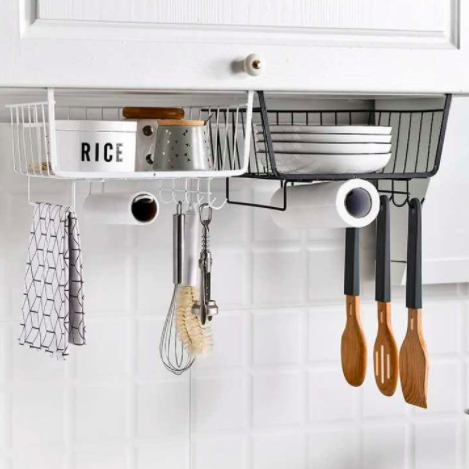 50 off on MultiPurpose UnderShelf Storage Basket with Hooks and Rails