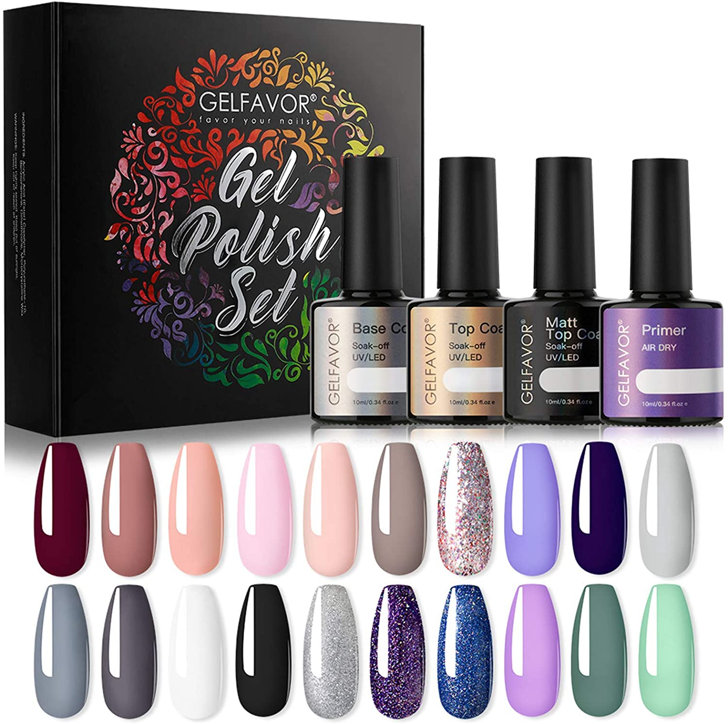 53 off on 24Piece Gel Nail Polish Kit (Includes Colour and Functional