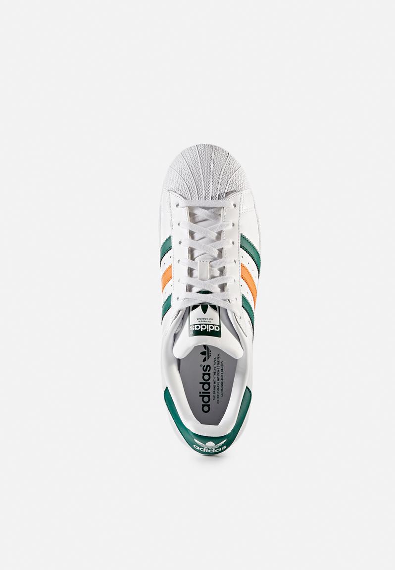 adidas superstar white green orange