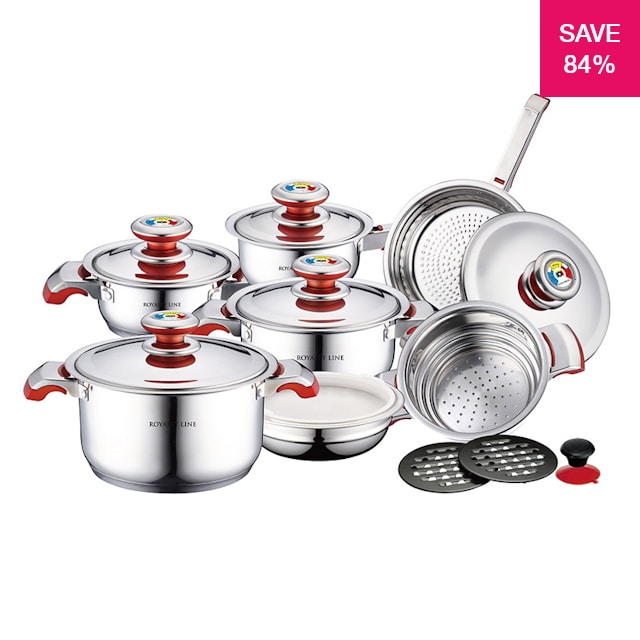 84% off on 16-Piece Stainless Steel Cookware Set