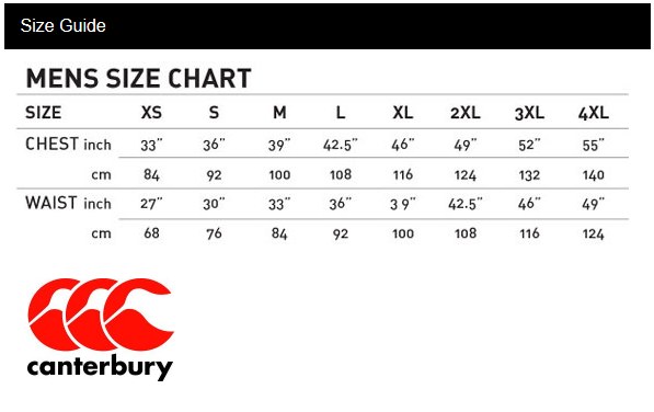 canterbury shorts sizing