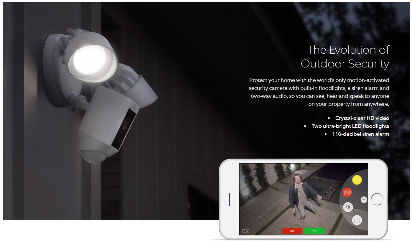 20 off on Ring Floodlight Security Camera with UltraBright LED