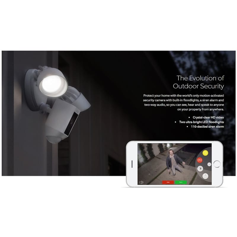 20 off on Ring Floodlight Security Camera with UltraBright LED