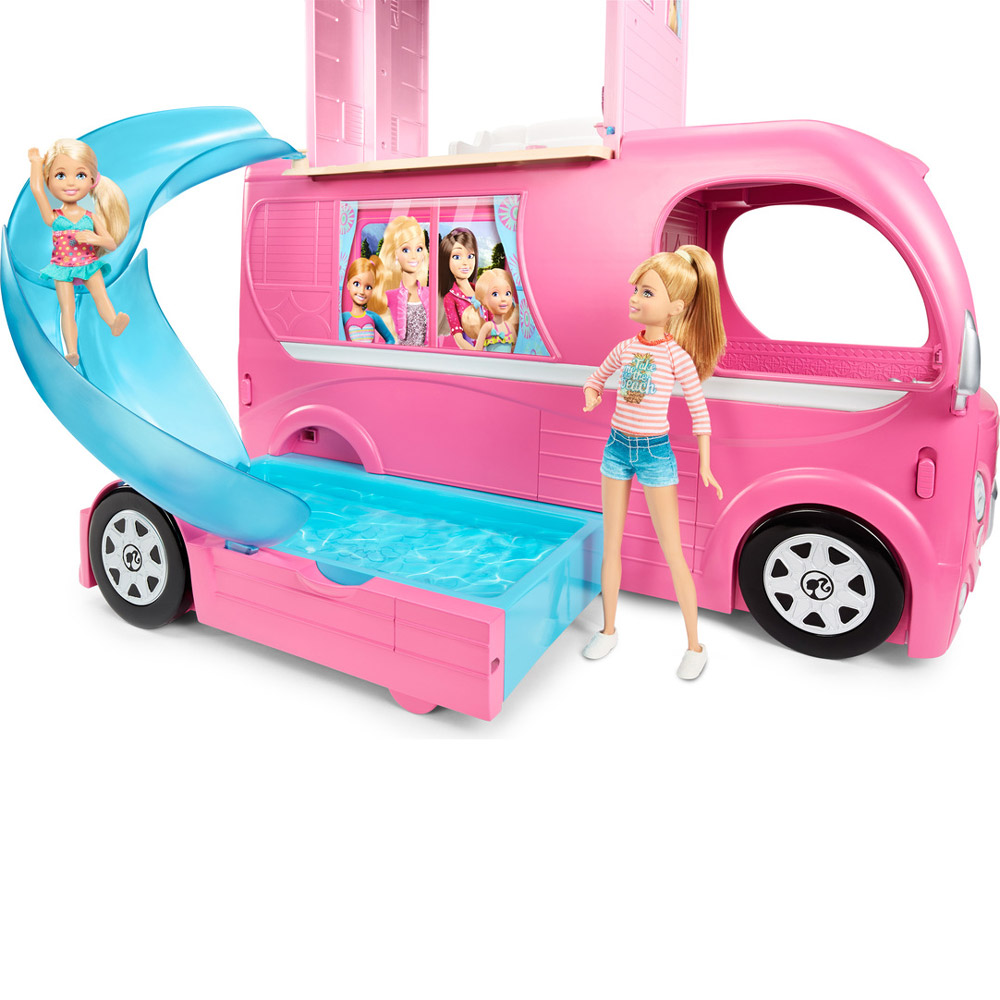 barbie caravan with pool