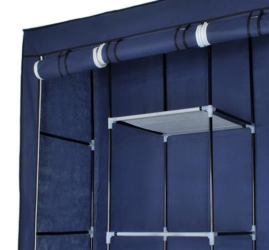34 Off On Home Wise Portable Blue Fabric Wardrobe With Side Racks