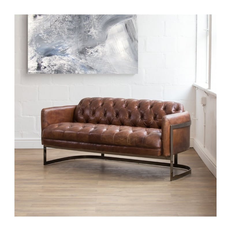 20% off on Heston Luxury Vintage Full Grain Leather Chesterfield Sofa ...