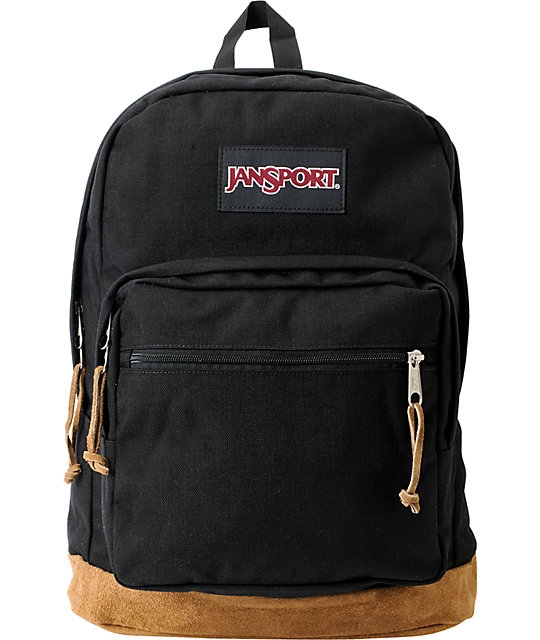 jansport black backpack leather bottom