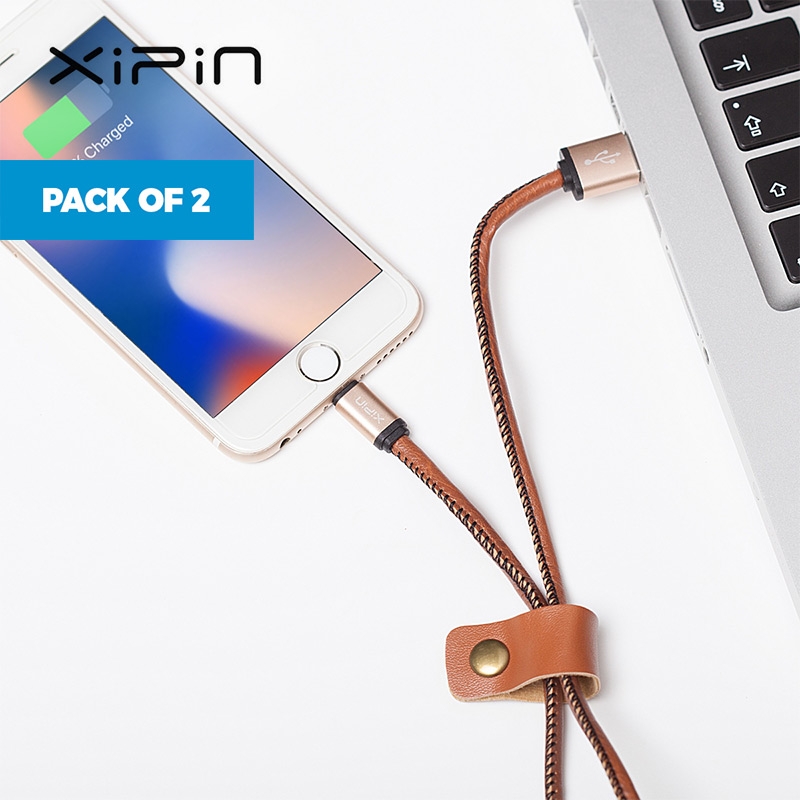 Pack of 2 3A 1m PU Leather Data & Charge Cables (Lightning,Micro USB or Type C)