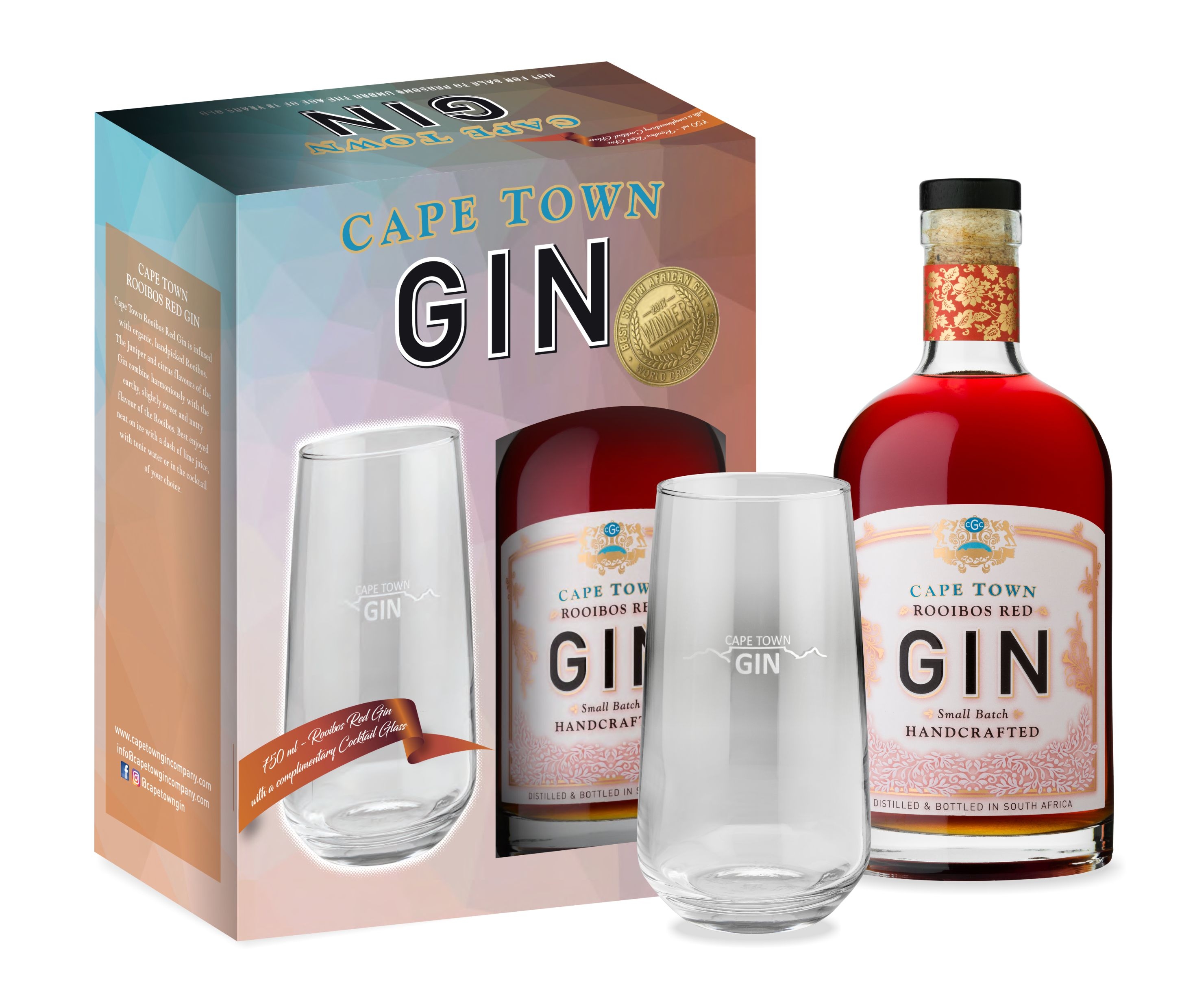 26 off on Cape Town Gin 750ml Gin & Cocktail Glass Giftbox OneDayOnly.co.za