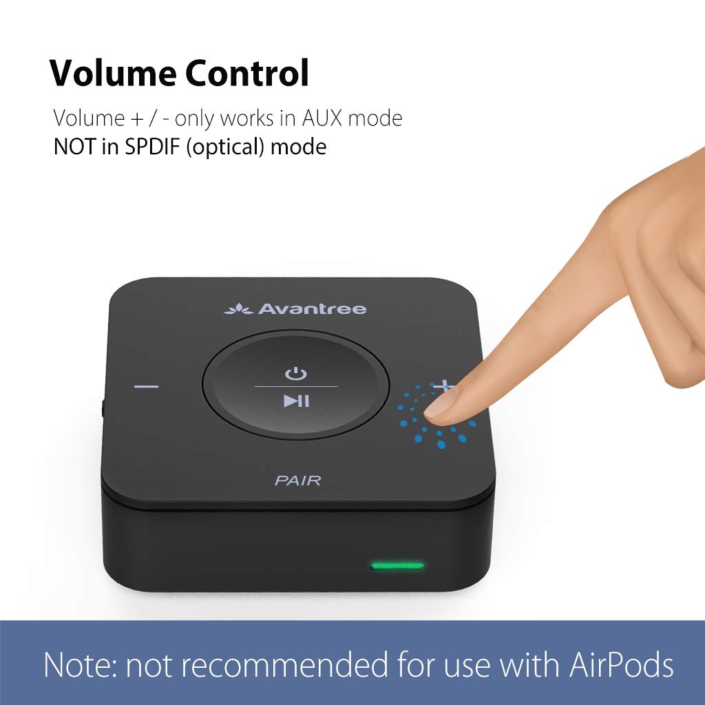 bluetooth transmitter with volume control for airpods